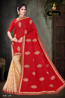 RANJANA CREATION Self Design Bollywood Net Saree(Red)
