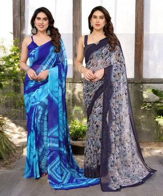 Divastri Printed Bollywood Georgette Saree(Pack of 2, Multicolor)