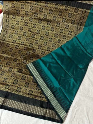 AYEZAL Self Design Pochampally Handloom Art Silk Saree(Pack of 2, Green)