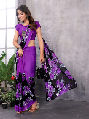YASHIKA Printed Daily Wear Georgette Saree(Purple)