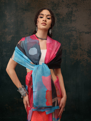 Divastri Digital Print Bollywood Polyester Saree(Multicolor)
