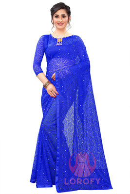 LOROFY Self Design Bollywood Net Saree(Multicolor)