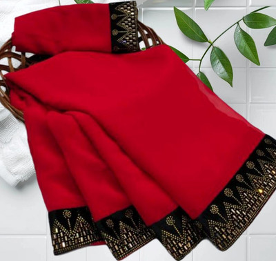 patu plus Embellished Bollywood Georgette Saree(Red)