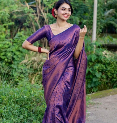 KRIYANSH Woven Bollywood Cotton Silk, Jacquard Saree(Blue)