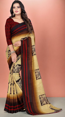 Leelavati Printed Daily Wear Georgette Saree(Beige)