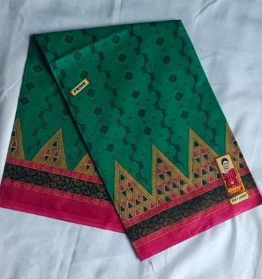 Minu Fashion Woven, Printed, Digital Print Bollywood Pure Cotton Saree(Dark Green)