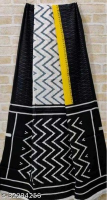 NIKHILAM Printed Daily Wear Pure Cotton Saree(Black)