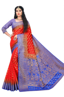 ANISSA SAREE Woven Banarasi Art Silk Saree(Red)