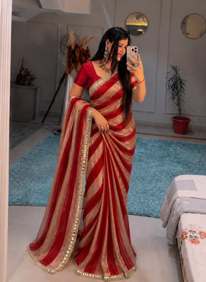 Jay Bajrang Fashion Woven, Color Block Bollywood Tissue Saree(Multicolor)