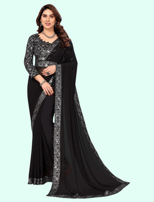 RUBEE FEB Embellished Bollywood Georgette Saree(Black)