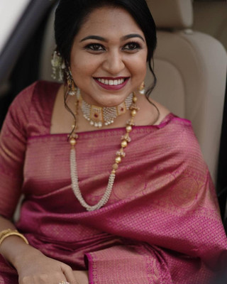 MAHADEV DESIGN Woven, Self Design Kanjivaram Pure Silk Saree(Pink)