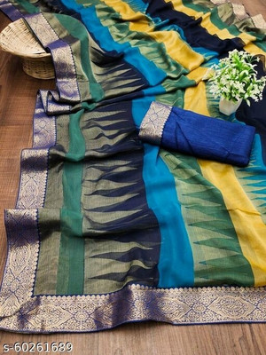 mahalaxmi fab Printed Bollywood Georgette Saree(Dark Blue)