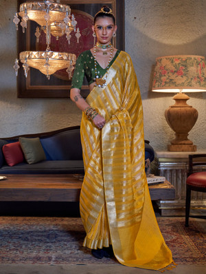 Sareemall Woven Banarasi Viscose Rayon Saree(Yellow)
