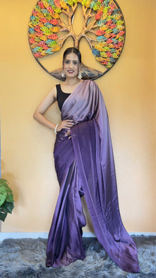 Tasrika Solid/Plain Bollywood Chiffon Saree(Purple)