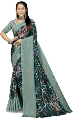 PARVOTSAV Printed Daily Wear Polyester Saree(Green)