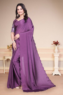 Infyshopy Fashions Solid/Plain Bhagalpuri Georgette Saree(Purple)