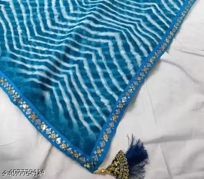 Online Bazaaar Printed Bollywood Georgette Saree(Light Blue)