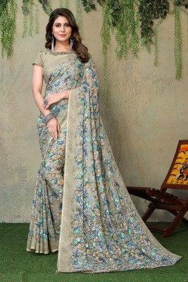 Priyashi Printed Bollywood Georgette Saree(Light Green, Grey)