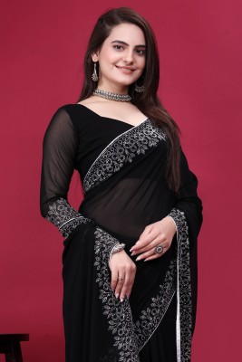 chigsfashion Embellished Arani Pattu Georgette Saree(Black)