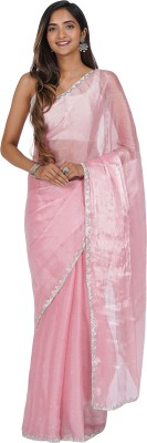 Teejh Embellished Bollywood Tissue Saree(Pink)