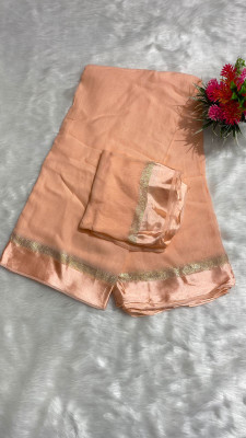 VINIT ENTERPRISE Solid/Plain Bollywood Viscose Rayon Saree(Orange)