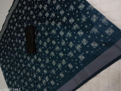 MUKHITA Floral Print, Woven Kanjivaram Khadi, Silk Blend Saree(Blue)