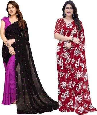 Anand Sarees Polka Print Daily Wear Georgette Saree(Pack of 2, Multicolor)