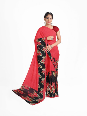Saadhvi Printed Banarasi Lycra Blend Saree(Red)