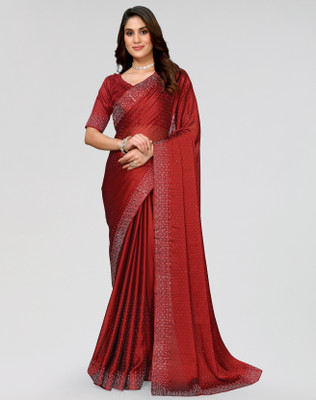 ANIRAV Embellished Bollywood Chiffon Saree(Maroon)