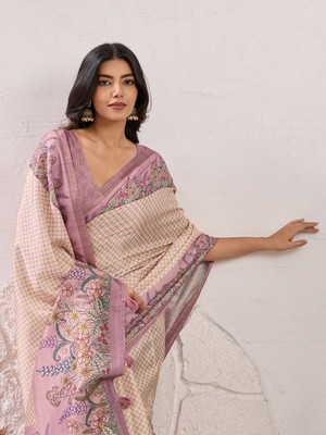 Tasrika Paisley, Woven, Printed Banarasi Tussar Silk Saree(Purple)