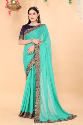 Saadhvi Solid/Plain Bollywood Art Silk Saree(Light Blue)