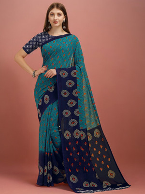 Leelavati Printed Daily Wear Georgette Saree(Green)