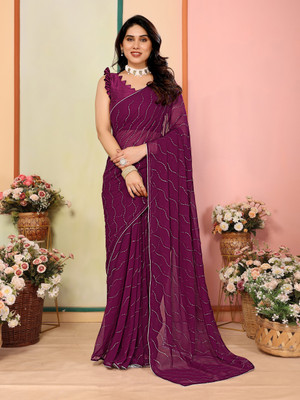 Moda Rapido Self Design Daily Wear Georgette Saree(Purple)