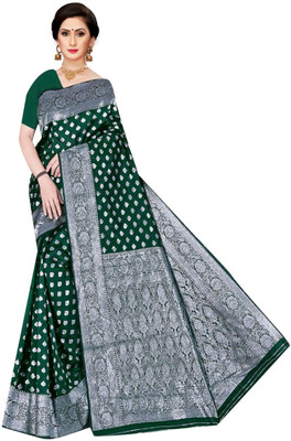 Radharani fusion Woven Banarasi Jacquard Saree(Green)