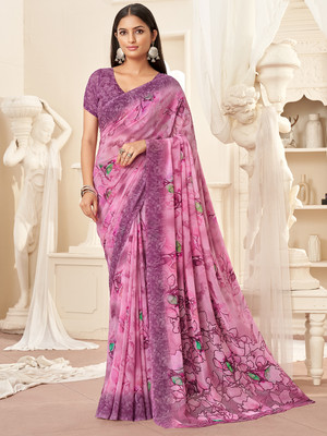 Divastri Printed Bollywood Georgette Saree(Purple)