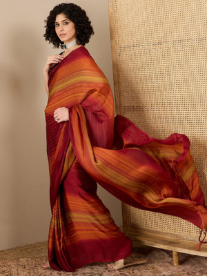Sareemall Solid/Plain Bollywood Georgette Saree(Maroon)