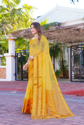 Aarunika LGF Woven Bollywood Organza Saree(Yellow)
