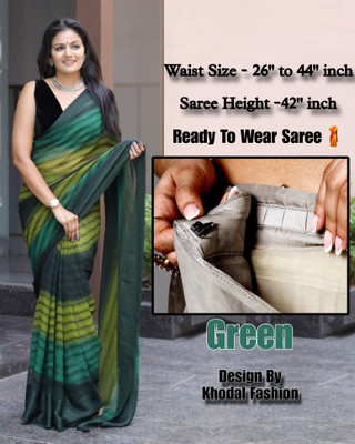 Khodal Fashion Color Block Bollywood Georgette Saree(Green)