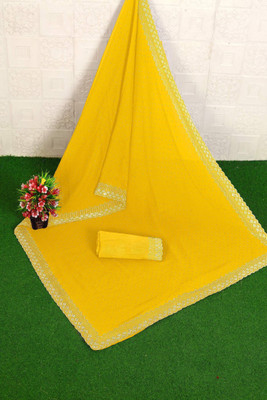 P F Store Embellished Bollywood Georgette Saree(Yellow)