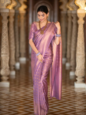 Varda Woven, Self Design Banarasi Art Silk Saree(Gold)