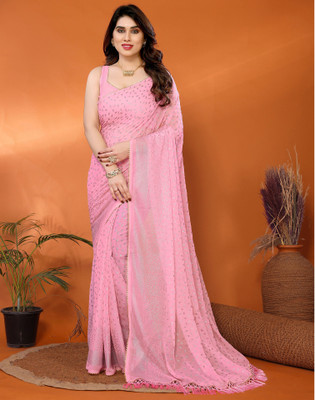 Satrani Printed Bollywood Georgette Saree(Pink)