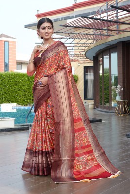 Pisara Floral Print, Digital Print, Printed Bollywood Cotton Silk Saree(Red)