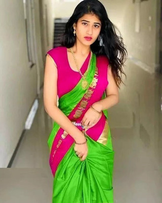 Vishal Creations Woven Banarasi Cotton Silk Saree(Green)