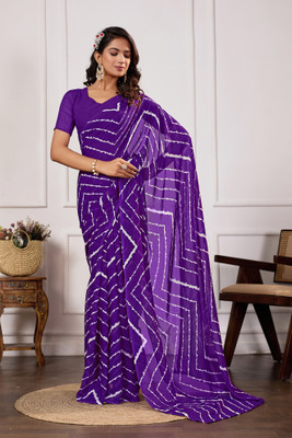 Moda Rapido Striped Bollywood Georgette Saree(Purple)