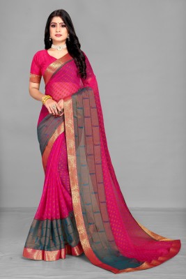 PinkEVE Printed Daily Wear Chiffon, Brasso Saree(Pink)