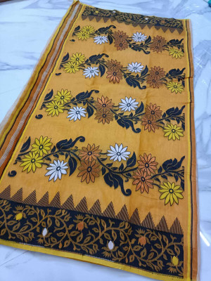 Happy Creation Printed Jamdani Cotton Blend Saree(Multicolor)