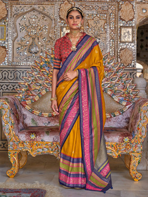 Sareemall Printed Chinnalapattu Silk Blend Saree(Multicolor)