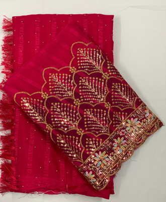 MALAVIYA FASHION Embroidered, Embellished Bollywood Chiffon Saree(Multicolor)