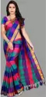 Bhagwati Creation Printed Chettinadu Cotton Blend Saree(Multicolor)