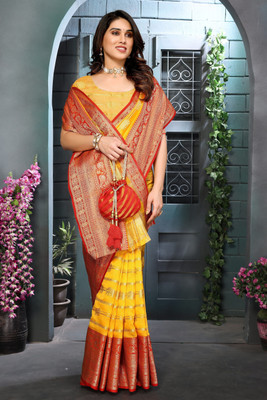 Soor Panchi Woven Kanjivaram Jacquard Saree(Yellow)